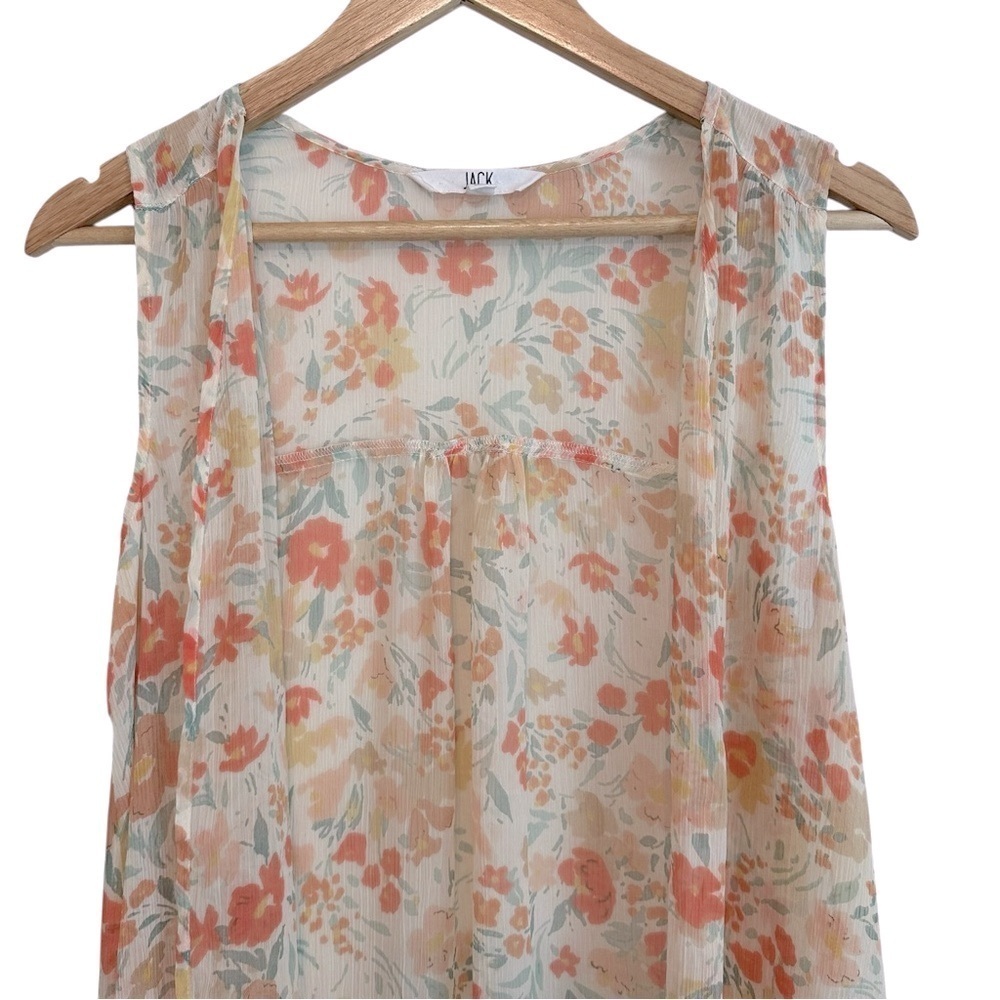 Jack Women's Small Sleeveless Ivory Floral Cottagecore Crochet Lace Overlay Top - Picture 3 of 4